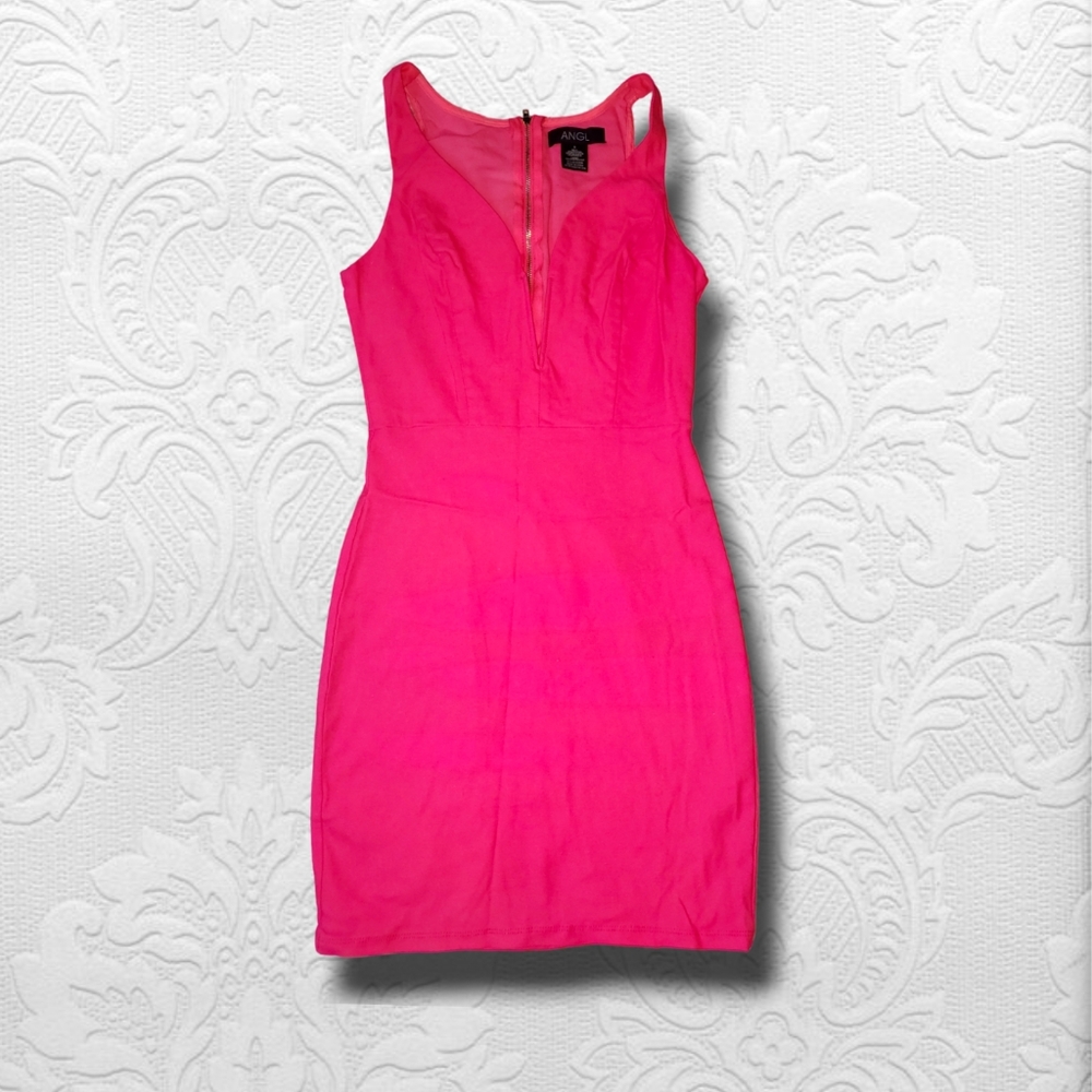 Hot Pink Sexy Low Cut Mini Dress